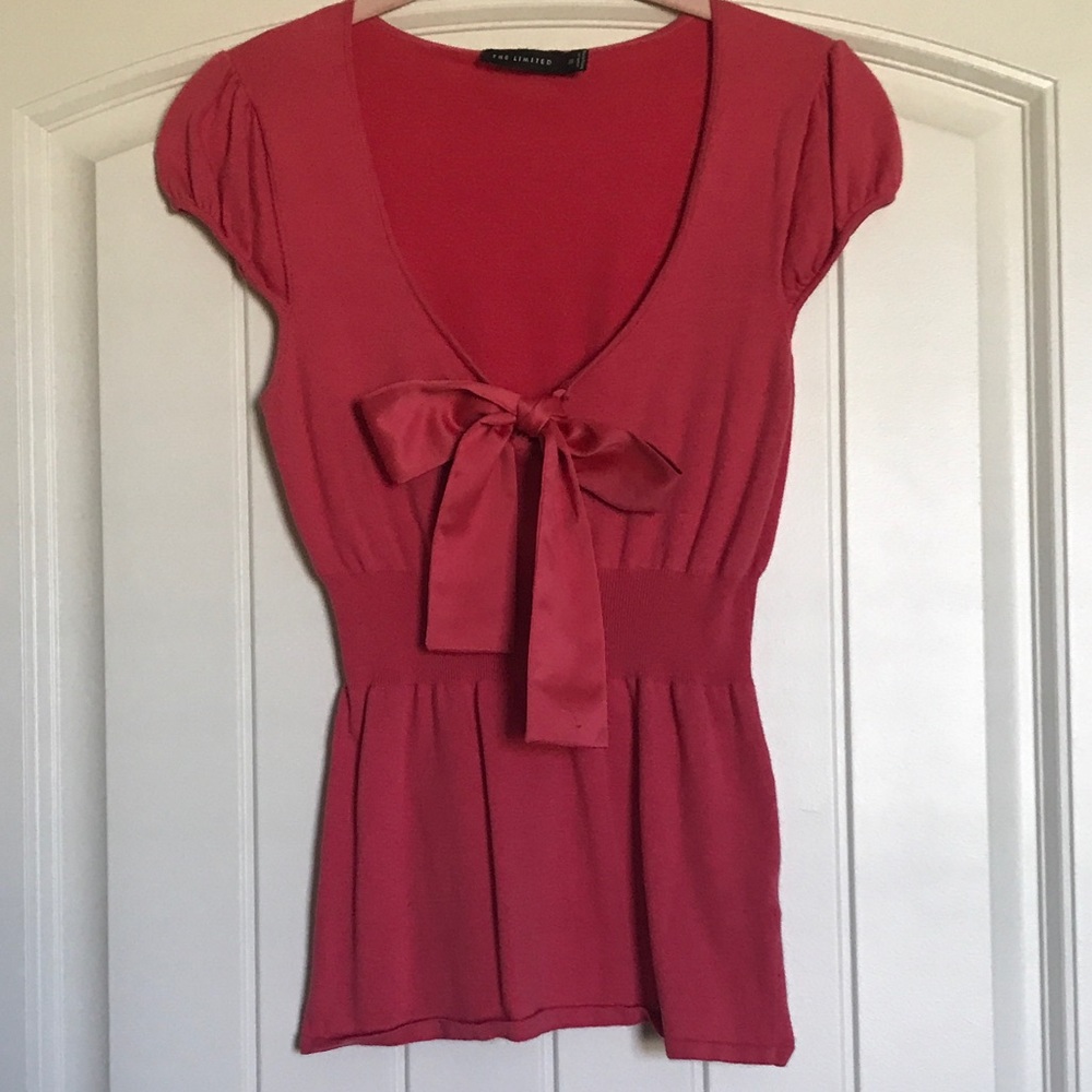 The Limited Coral Bow Front Top
